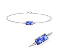 Blue Point Stone Silver Bracelet BRS-427